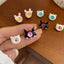 Cartoon Animal Eye Alloy Opal Stud Earrings and Halloween Demon Nail Art Decorations