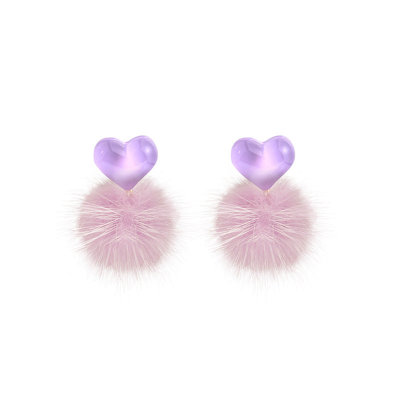 1 Pair Cute Heart Shape Arylic Handmade Women'S Drop Earrings