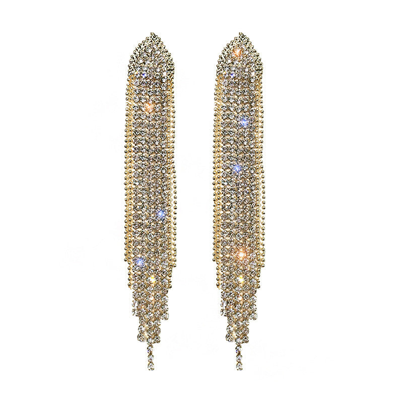 1 Pair Elegant Lady Classic Style Geometric Inlay Alloy Artificial Rhinestones Drop Earrings