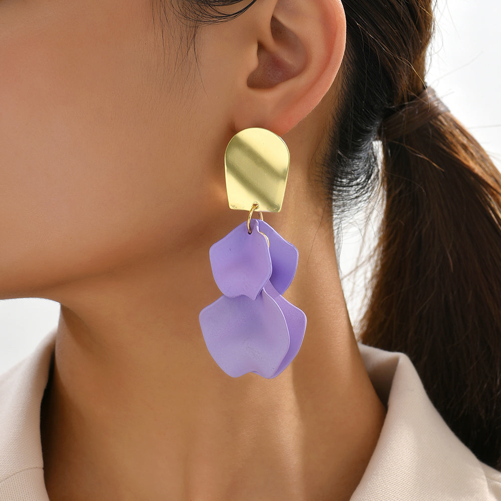 1 Pair Elegant Luxurious Sweet Petal Alloy Dangling Earrings