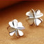 Elegant Clover Sterling Silver Leaf Stud Earrings - Gift for Her