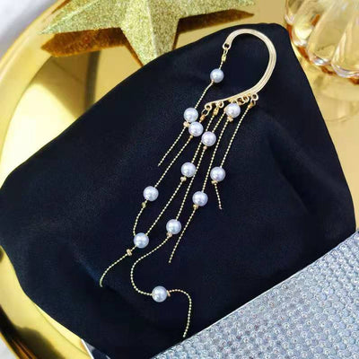 1 Pair Elegant Star Tassel Heart Shape Alloy Inlay Artificial Pearls Rhinestones Glass Women'S Earrings