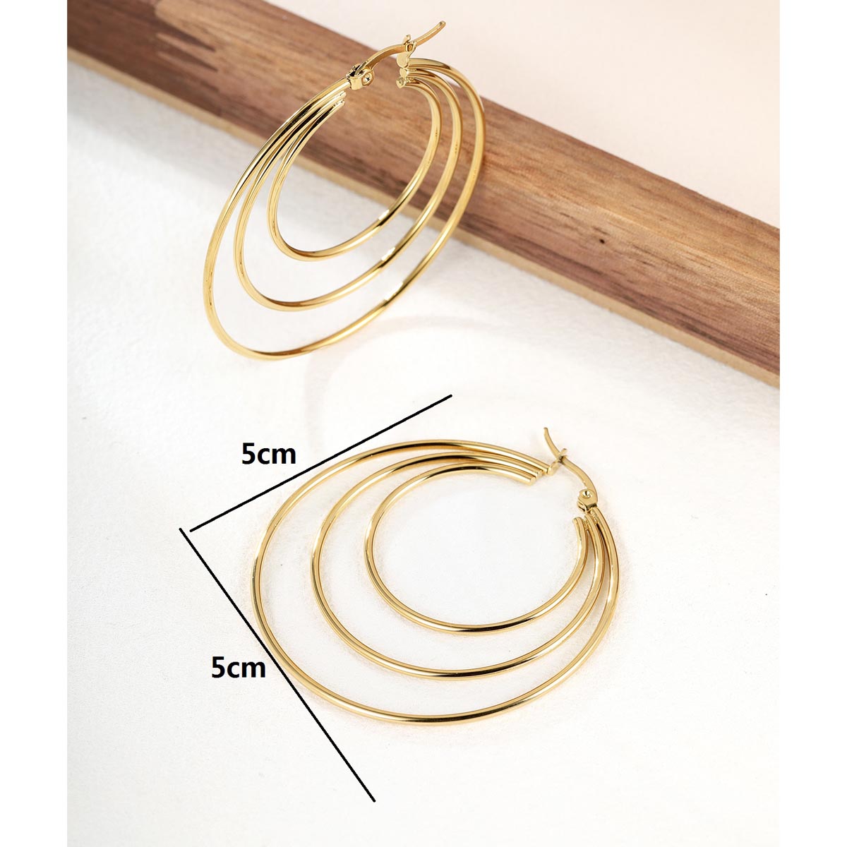 1 Pair Exaggerated Fashion Triangle Round Stainless Steel Plating Hoop Earrings