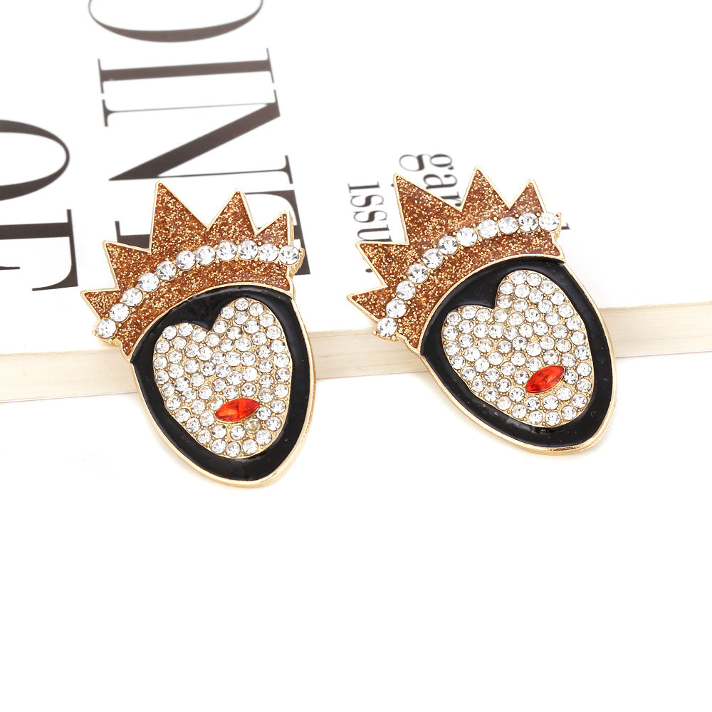 1 Pair Fashion Crown Cartoon Character Alloy Inlay Artificial Diamond Women's Earrings