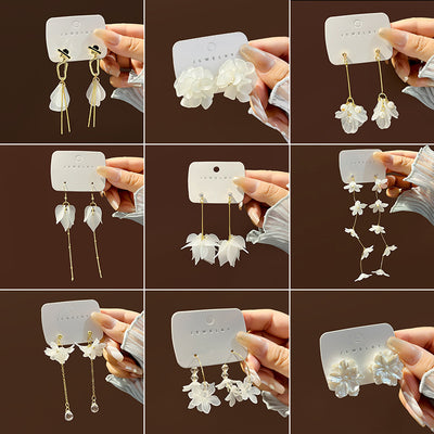1 Pair Fashion Flower Alloy Plating Artificial Pearls Women'S Drop Earrings