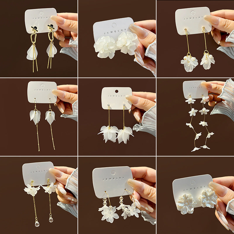 1 Pair Fashion Flower Alloy Plating Artificial Pearls Women'S Drop Earrings