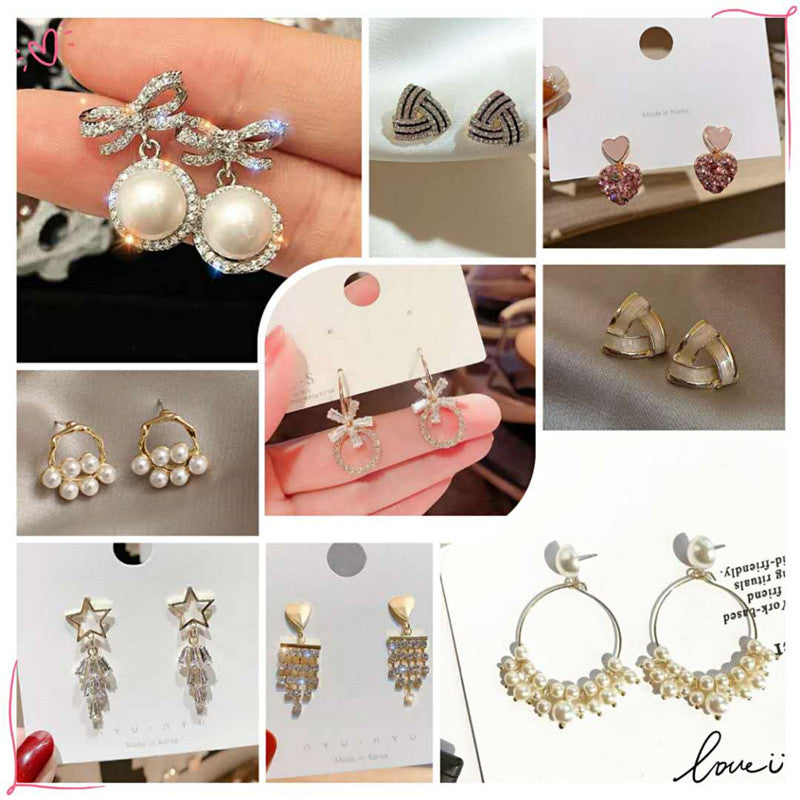 1 Pair Elegant Crystal Flower & Butterfly Bow Knot Earrings with Alloy Inlay and Artificial Pearls for Women