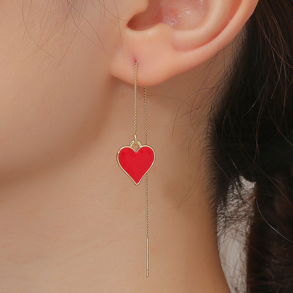 1 Pair Fashion Heart Shape Bee Butterfly Metal Plating Inlay Pearl Zircon Women'S Ear Line