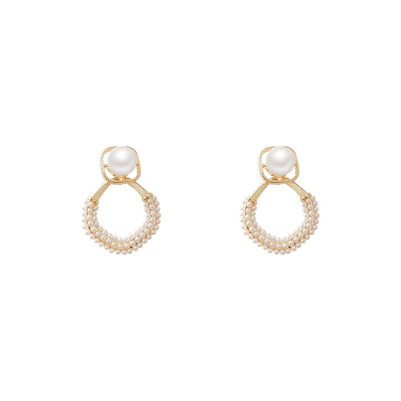 1 Pair Fashion Heart Shape Bow Knot Silver Inlay Artificial Pearls Zircon Women'S Drop Earrings
