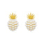 1 Pair Pineapple Alloy Inlay Pearl Gold Plated Earrings for Women