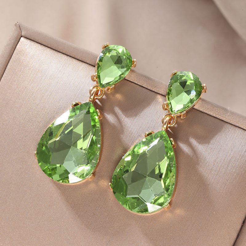 1 Pair Fashion Water Droplets Glass Plating Women'S Drop Earrings