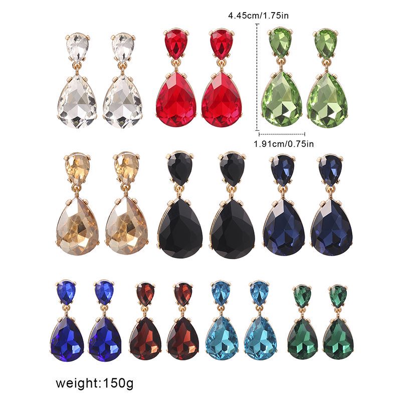 1 Pair Fashion Water Droplets Glass Plating Women'S Drop Earrings