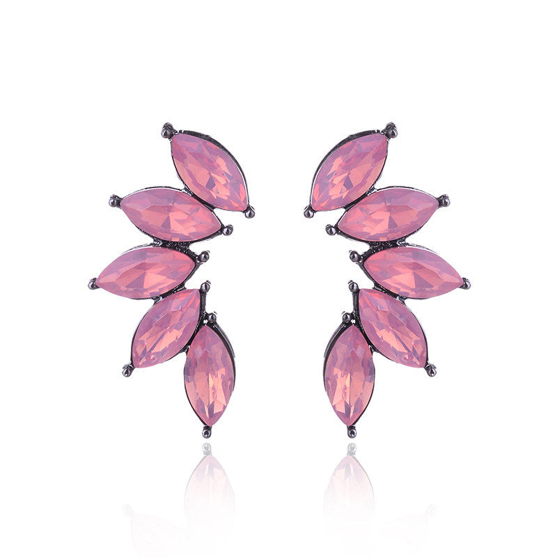 Glam Geometric Crystal Flower Drop Earrings for Women