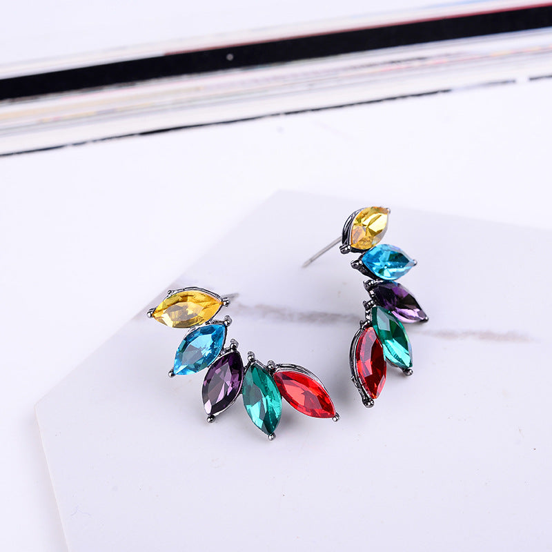 Glam Geometric Crystal Flower Drop Earrings for Women