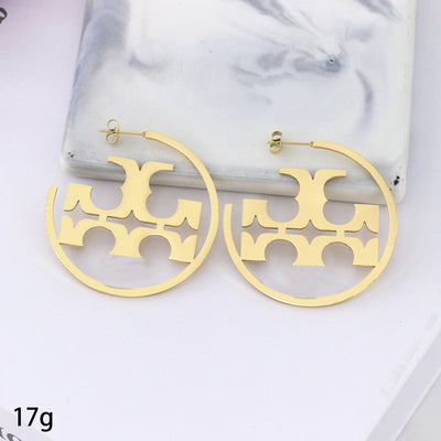 1 Pair IG Style Exaggerated Symbol Hollow Out Carving Stainless Steel Ear Studs