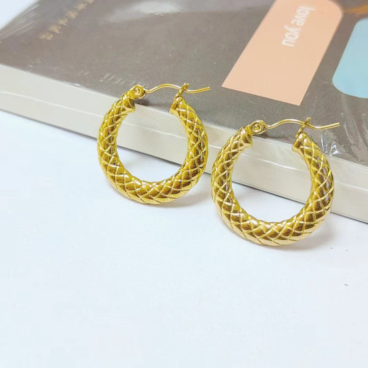 INS Style U Shape Geometric 18K Gold Plated Stainless Steel Earrings