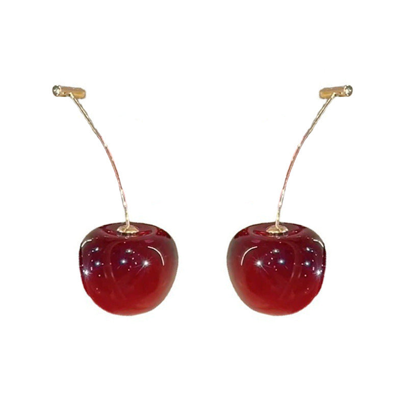 Cherry Alloy Drop Earrings for Women - Elegant Fruit Design 2022