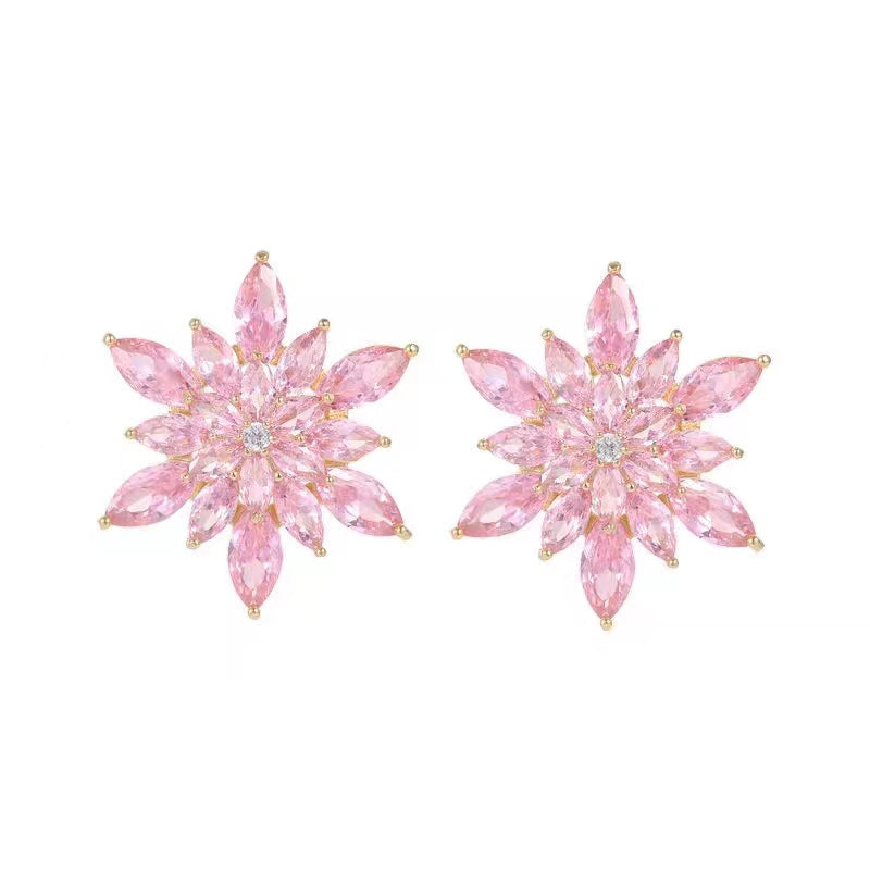 1 Pair Lady Sweet Flower Artificial Crystal Ear Studs