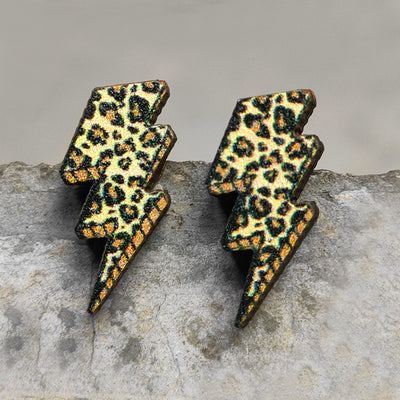 1 Pair Retro Cactus Cows Leopard Wood Women'S Ear Studs