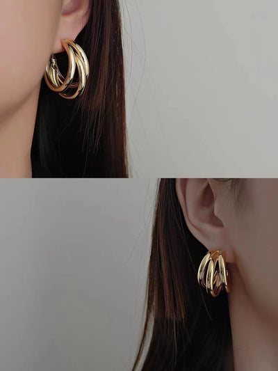 Retro Gold Plated Titanium Steel C-Shaped Hoop Earrings