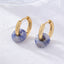 Retro Round Plating Stainless Steel Natural Stone Hoop Earrings