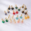 Retro Round Plating Stainless Steel Natural Stone Hoop Earrings