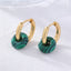 Retro Round Plating Stainless Steel Natural Stone Hoop Earrings