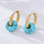 Retro Round Plating Stainless Steel Natural Stone Hoop Earrings