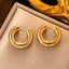 1 Pair Minimalist Round 18K Gold Plated Titanium Steel Hoop Earrings