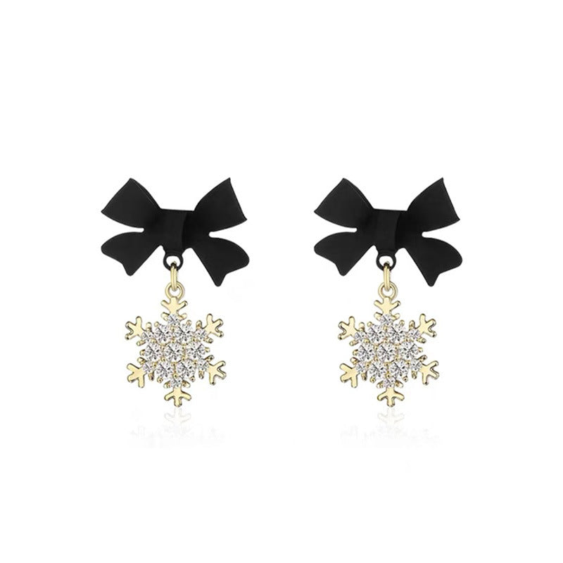 1 Pair Elegant Butterfly Bow Knot Alloy Inlay Rhinestones and Pearl Drop Earrings for Women