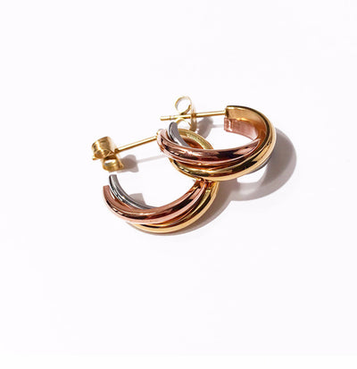 1 Pair Minimalist C Shape 18K Gold Plated Titanium Steel Hoop Earrings