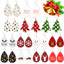 1 Pair Simple Style Classic Style Streetwear Christmas Tree Water Droplets Snowflake Pu Leather Drop Earrings