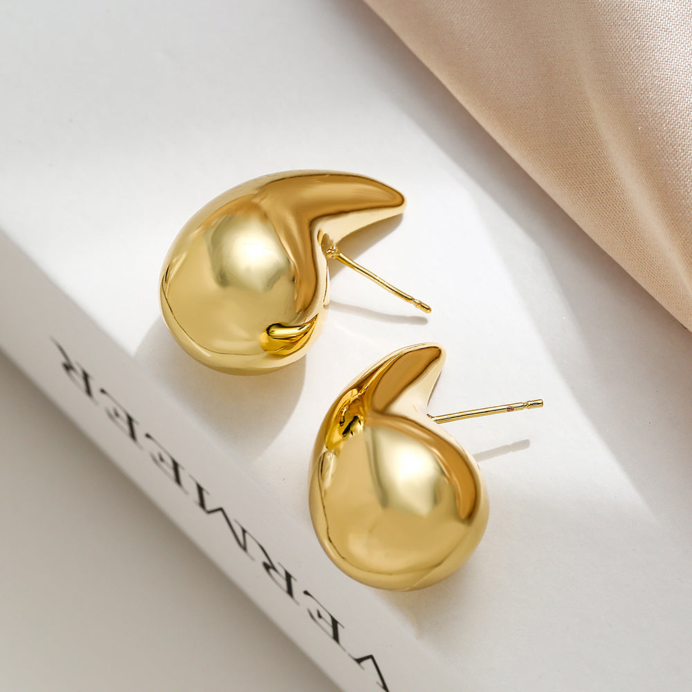 1 Pair Minimalist Geometric 18K Gold Plated Copper Teardrop Earrings