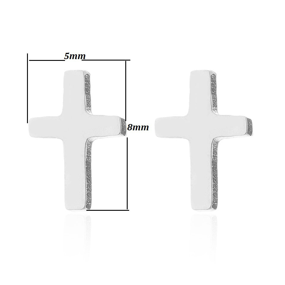 Simple Cross Stainless Steel Stud Earrings for Women and Men