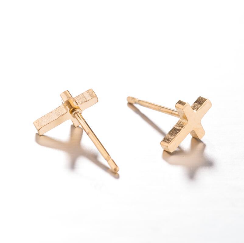 Simple Cross Stainless Steel Stud Earrings for Women and Men