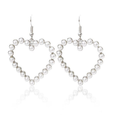 1 Pair Simple Style Heart Shape Alloy Inlay Pearl Women'S Earrings