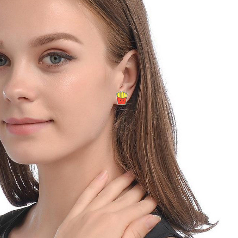 1 Pair Simple Style Food & Letter Wood Print Women's Stud Earrings