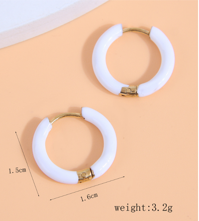 1 Pair Minimalist 12mm Colorful Stainless Steel Hoop Earrings