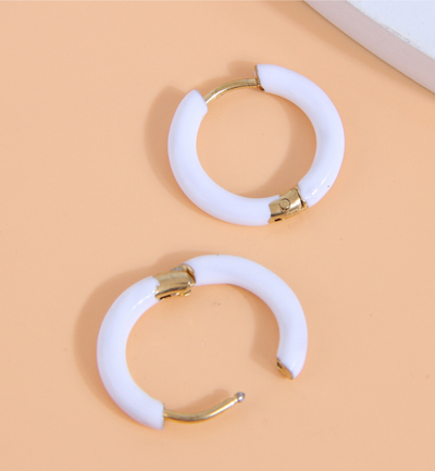 1 Pair Minimalist 12mm Colorful Stainless Steel Hoop Earrings