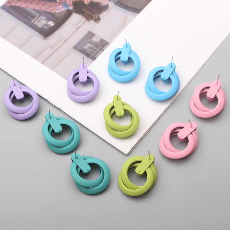 1 Pair Simple Style Solid Color Alloy Patchwork Women'S Ear Studs