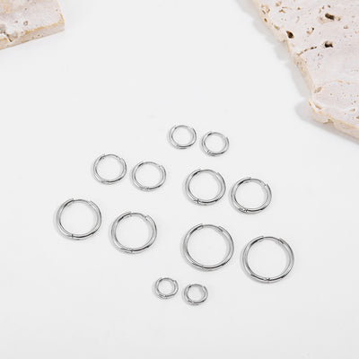 Minimalist Geometric Stainless Steel and S925 Silver Hoop Earrings