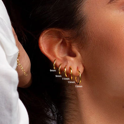 Minimalist Geometric Stainless Steel and S925 Silver Hoop Earrings