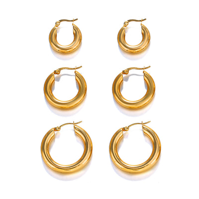1 Pair Simple Style Solid Color Stainless Steel 18K Gold Plated Earrings