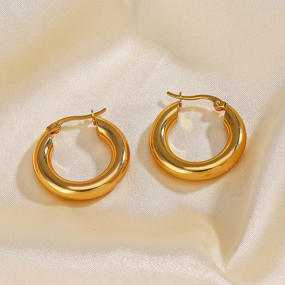 1 Pair Simple Style Solid Color Stainless Steel 18K Gold Plated Earrings