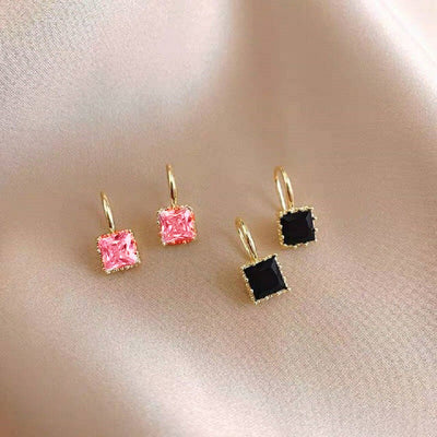 1 Pair Minimalist Square Zircon Alloy Women's Earrings