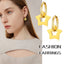 1 Pair 18K Gold Plated Star and Twisted Hoop Stainless Steel Drop Earrings with Zircon Inlay
