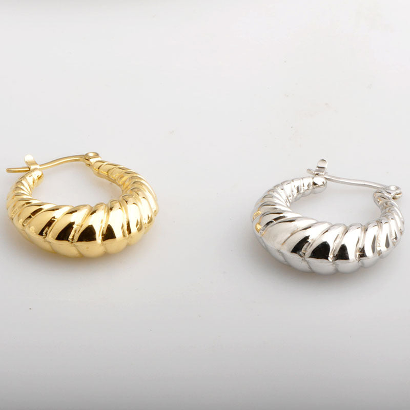 1 Pair Simple Style Stripe Titanium Steel Plating 18K Gold Plated Earrings