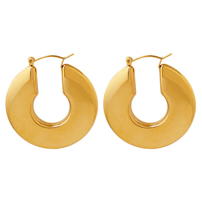 1 Pair Geometric U Shape Titanium Steel 18K Gold Plated Hoop Earrings