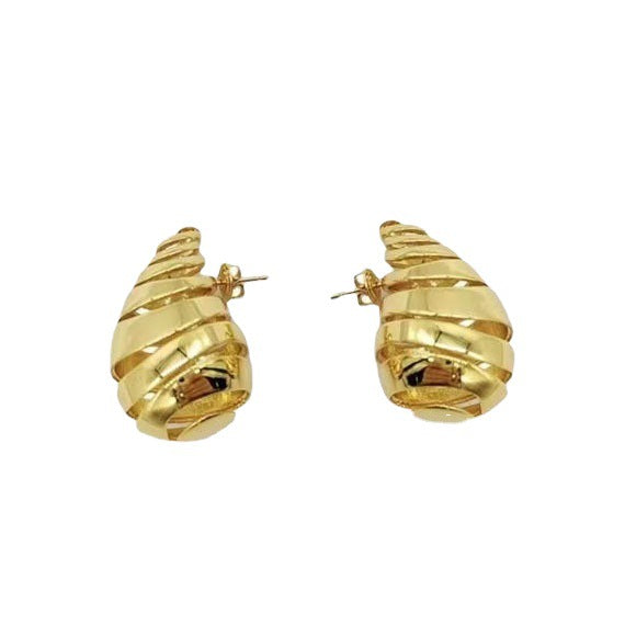 1 Pair Minimalist Water Droplet 18K Gold Plated Copper Earrings