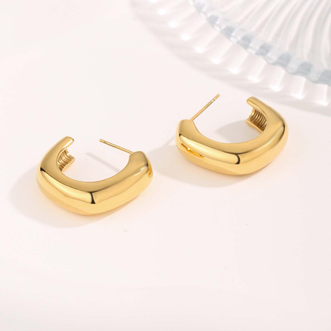 1 Pair Vintage Irregular Square Water Droplet Gold Plated Titanium Steel Earrings